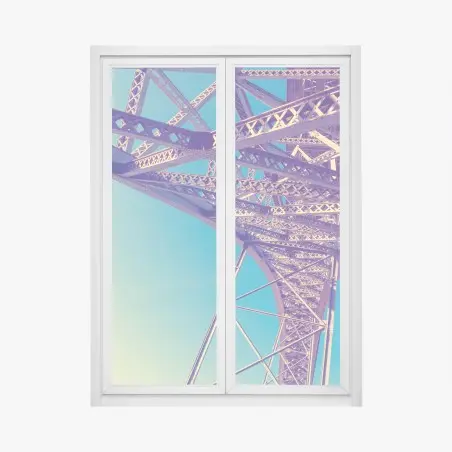Fensteraufkleber abstrakte stahlbrücke in perspektive – Wallnifity®
