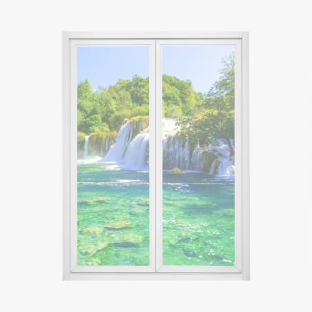 Fensteraufkleber smaragdgrüner wasserfall – Wallnifity®