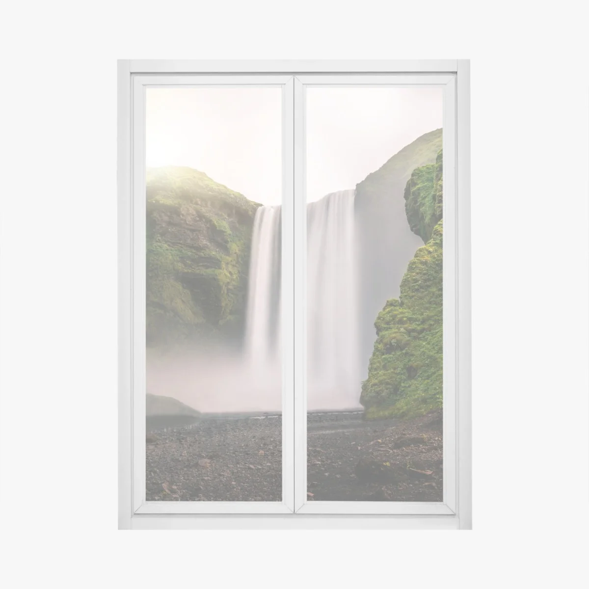 Fensteraufkleber majestätischer wasserfall Skogafoss – Wallnifity® Fensteraufkleber majestätischer wasserfall Skogafoss – Wallnifity®