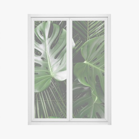 Fensteraufkleber üppige monstera-blätter – Wallnifity®