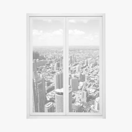 Fensteraufkleber Chicago skyline in graustufen – Wallnifity®