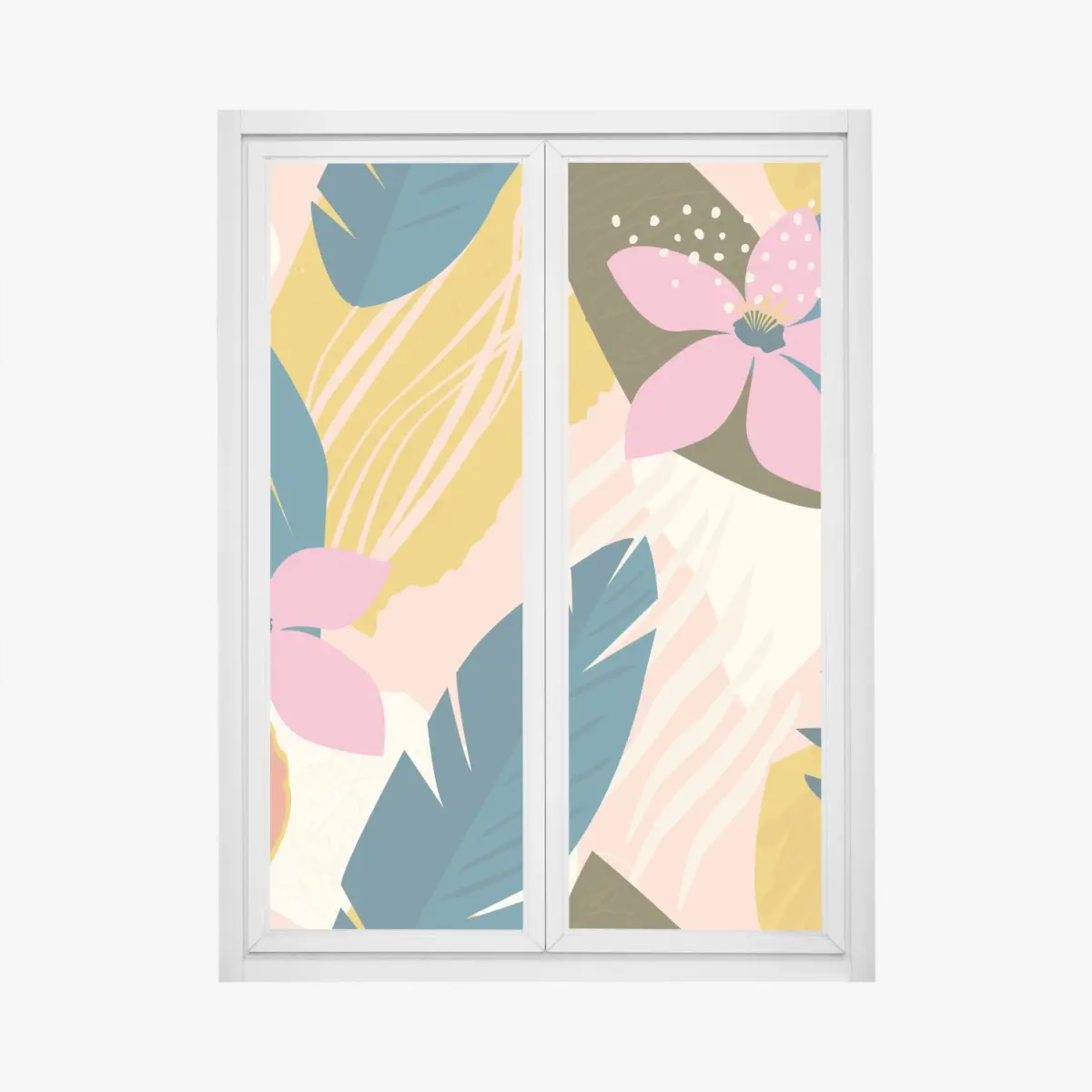 Fensteraufkleber tropisches abstraktes blumenmotiv – Wallnifity®