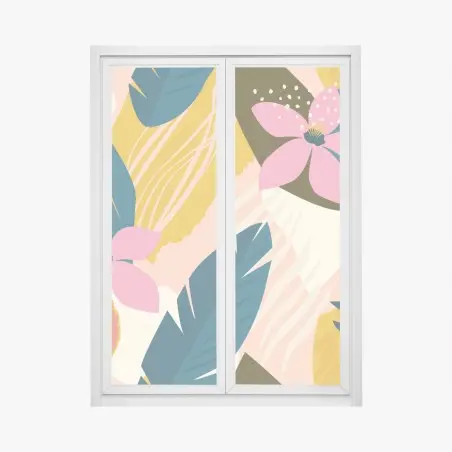 Fensteraufkleber tropisches abstraktes blumenmotiv – Wallnifity®