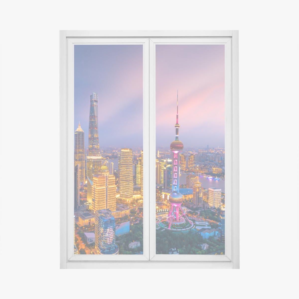 Fensteraufkleber Shanghai nächtliche skyline – Wallnifity®