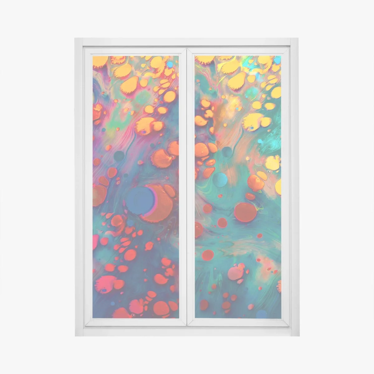 Fensteraufkleber lebendige türkis-orange marmorierte kunst – Wallnifity® Fensteraufkleber lebendige türkis-orange marmorierte kunst – Wallnifity®