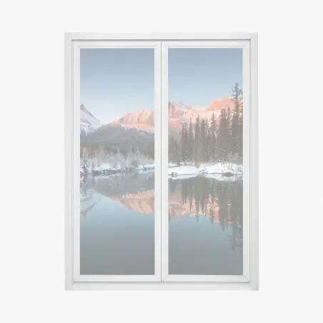 Fensteraufkleber bergspiegelung im morgendlichen glühen – Wallnifity®