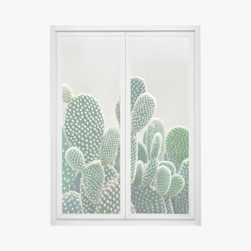 Fensteraufkleber nahaufnahme eines opuntienkaktus