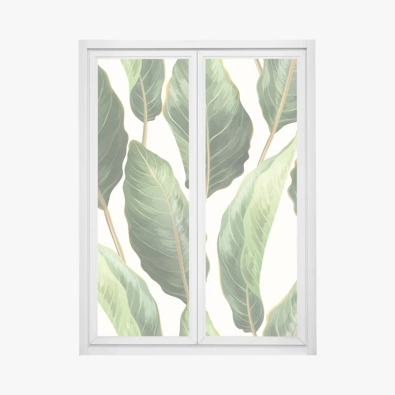 Fensteraufkleber tropisches bananenblattmuster – Wallnifity®