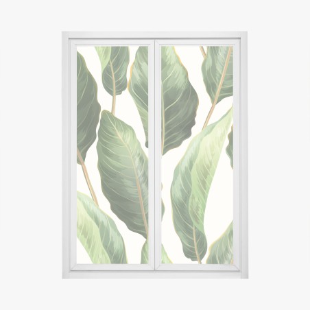Fensteraufkleber tropisches bananenblattmuster – Wallnifity®
