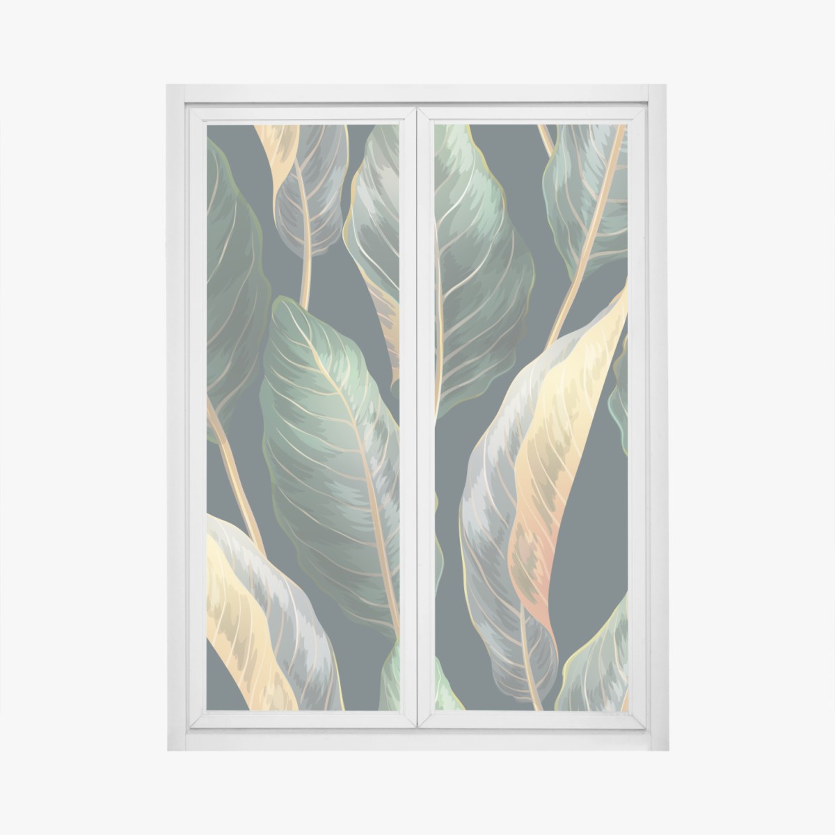 Fensteraufkleber vintage tropisches blättermuster – Wallnifity®