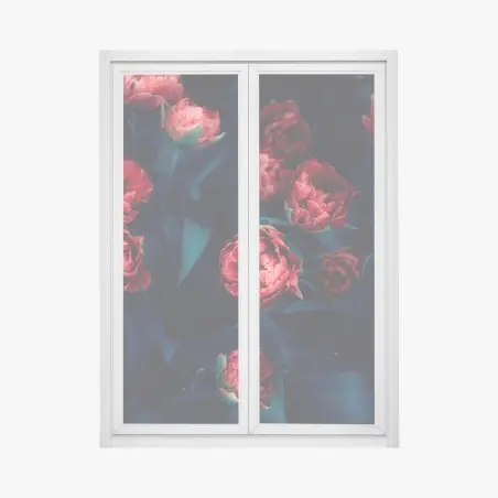 Fensteraufkleber dunkler roter tulpenstrauß – Wallnifity®