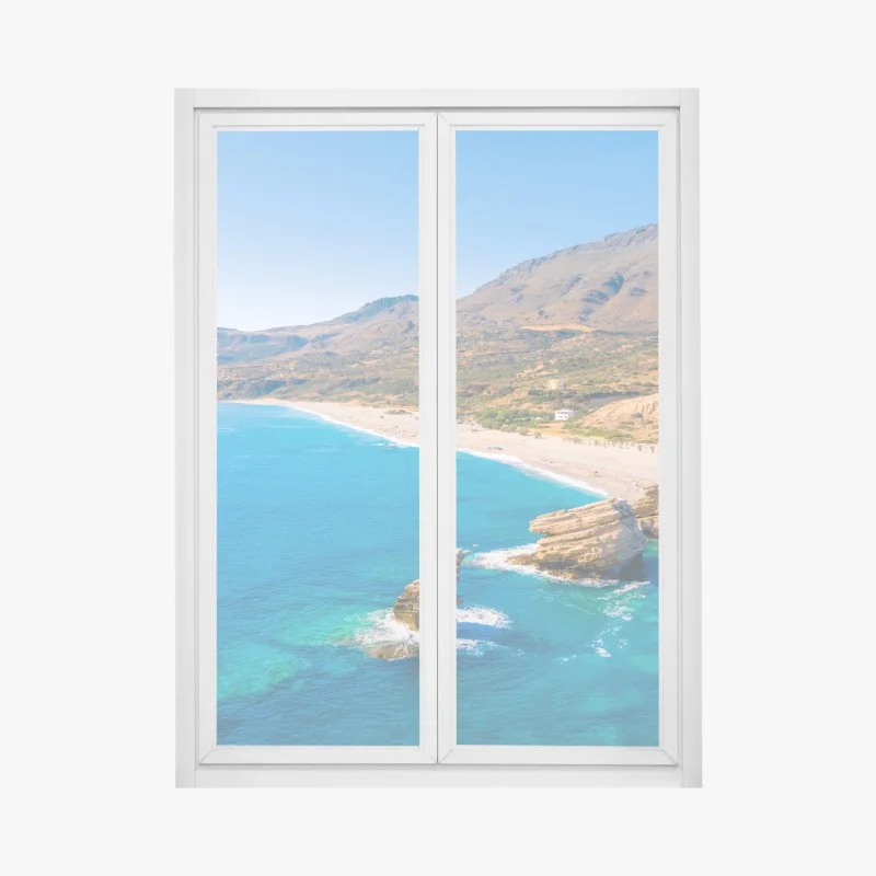 Fensteraufkleber türkisfarbenes küstenpanorama