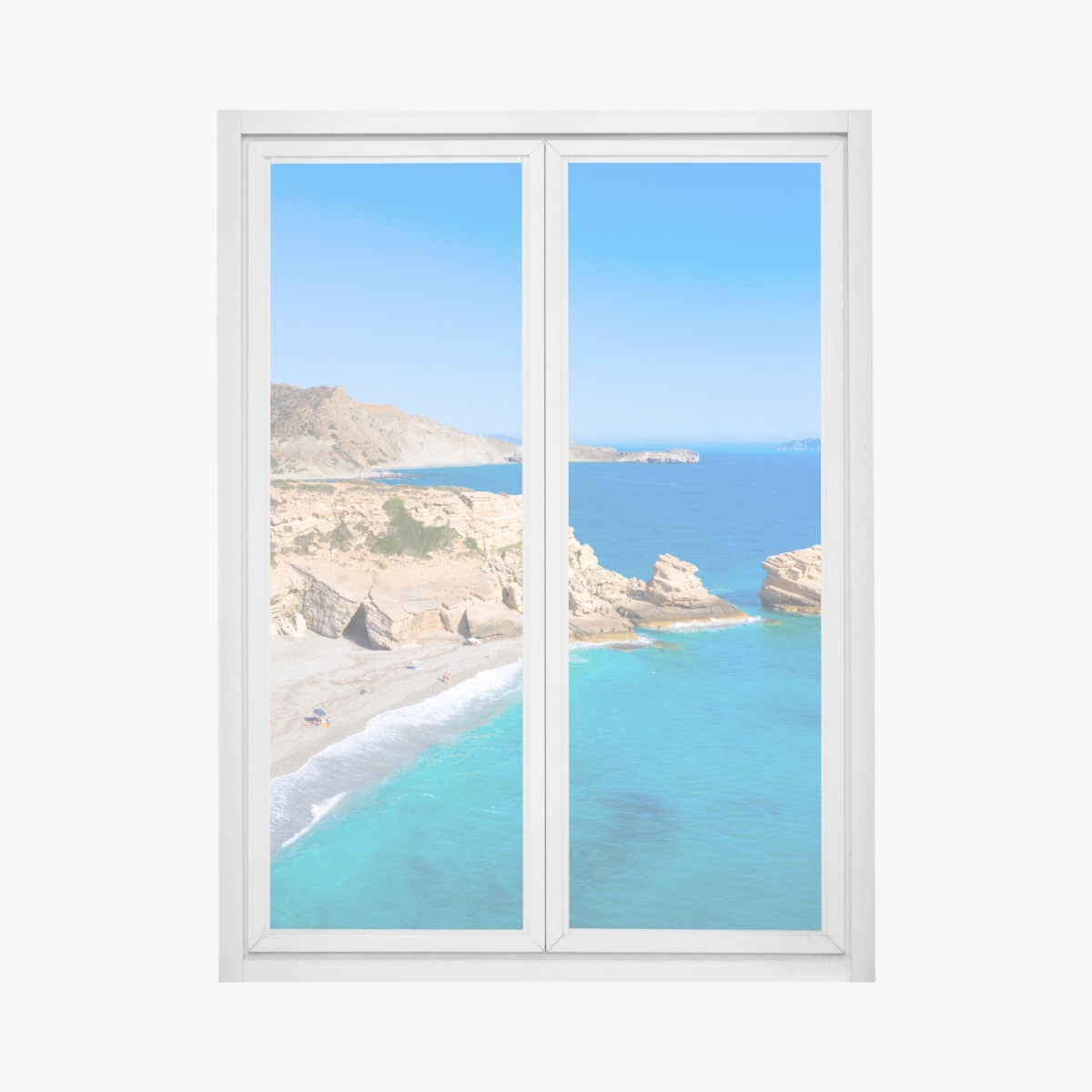 Fensteraufkleber türkisfarbene küstenoase – Wallnifity®