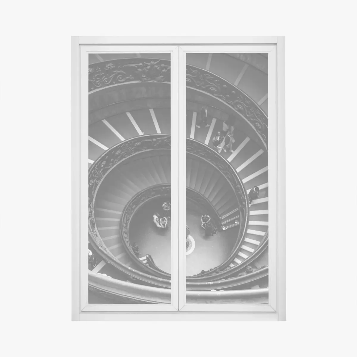 Fensteraufkleber dramatische spiraltreppe in monochrom – Wallnifity®