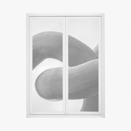 Fensteraufkleber gekrümmte formen abstrakte skulptur in grau – Wallnifity®