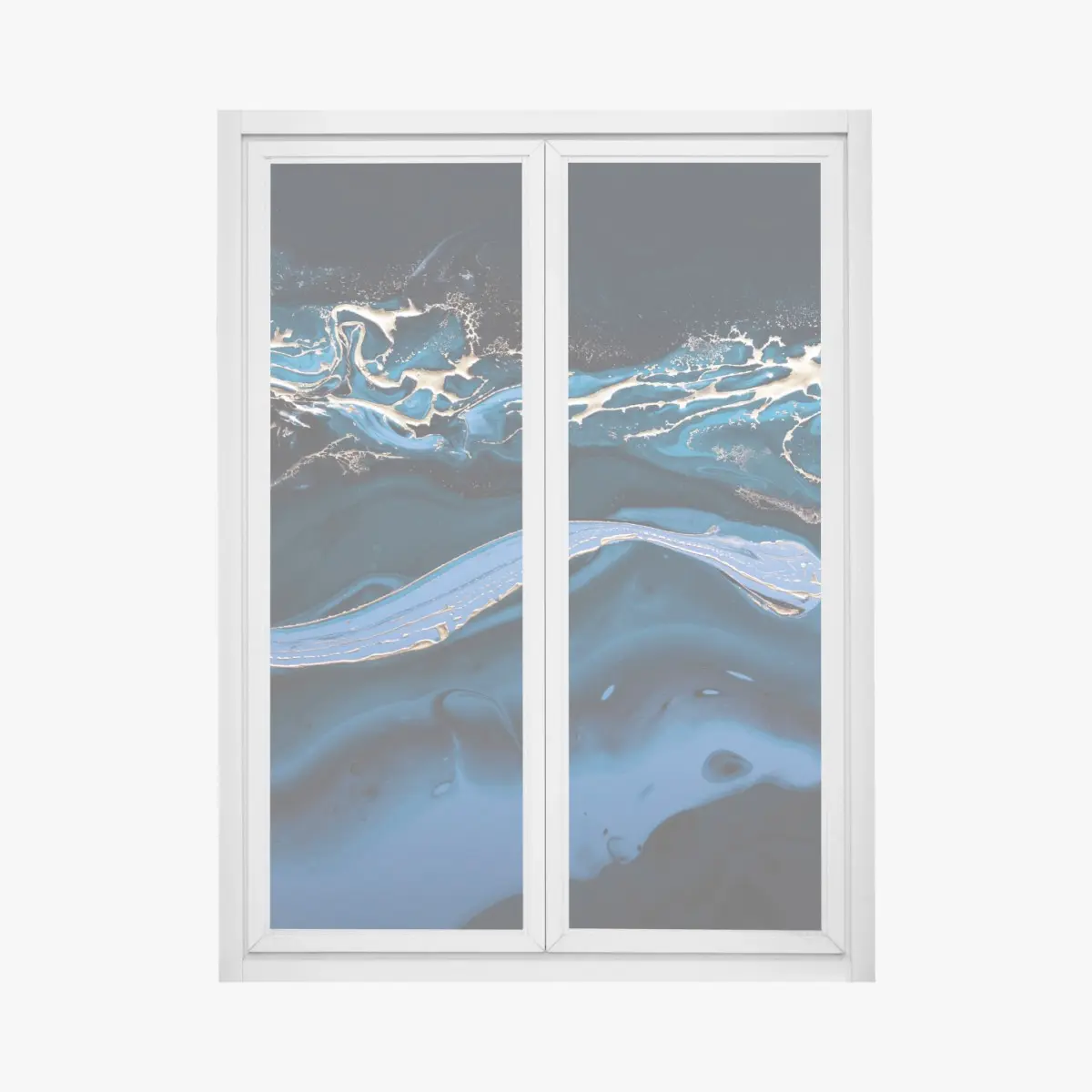 Fensteraufkleber marineblaue und goldene abstraktion – Wallnifity®