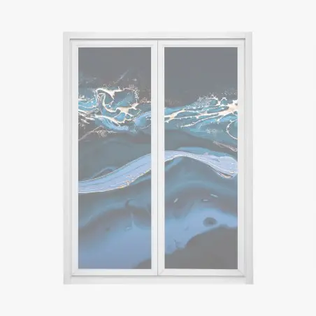 Fensteraufkleber marineblaue und goldene abstraktion – Wallnifity®