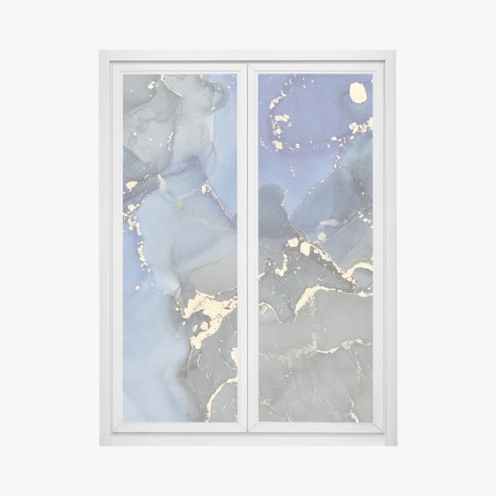 Fensteraufkleber luxuriöse blau-goldene abstraktion – Wallnifity®