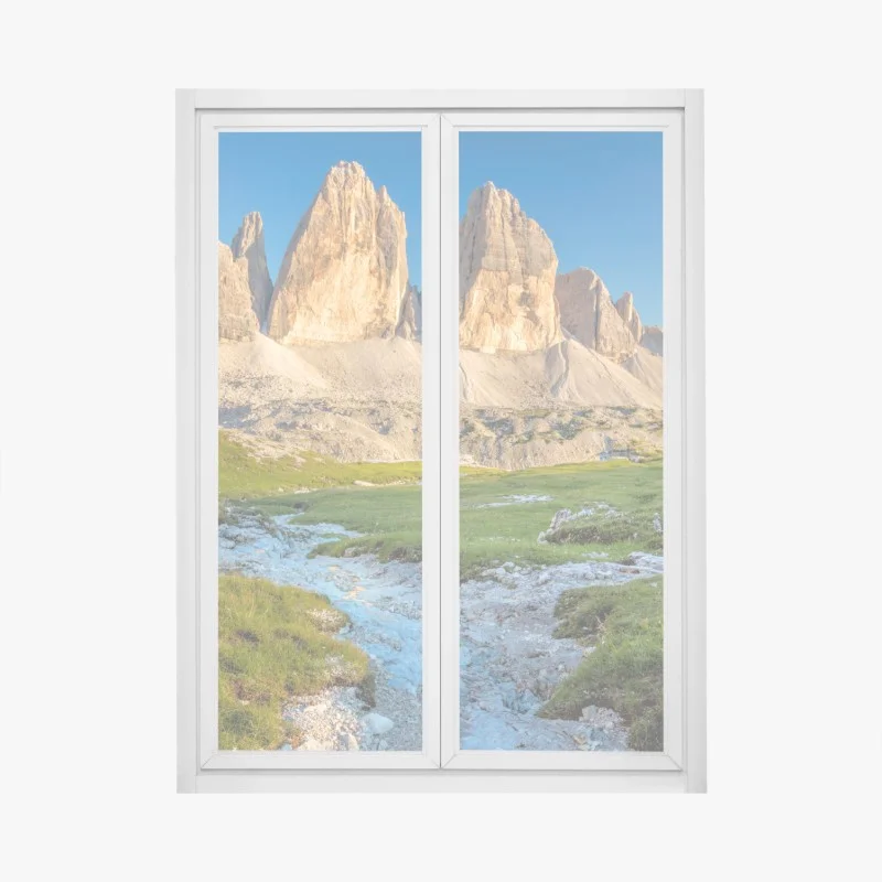 Fensteraufkleber Tre Cime di Lavaredo über der alpenwiese