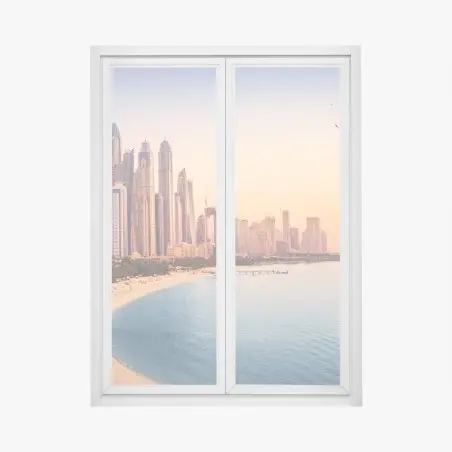 Fensteraufkleber Dubai skyline bei sonnenuntergang – Wallnifity®