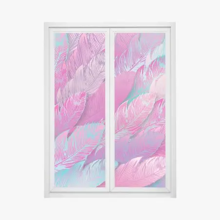 Fensteraufkleber irisierendes rosa federmuster – Wallnifity®