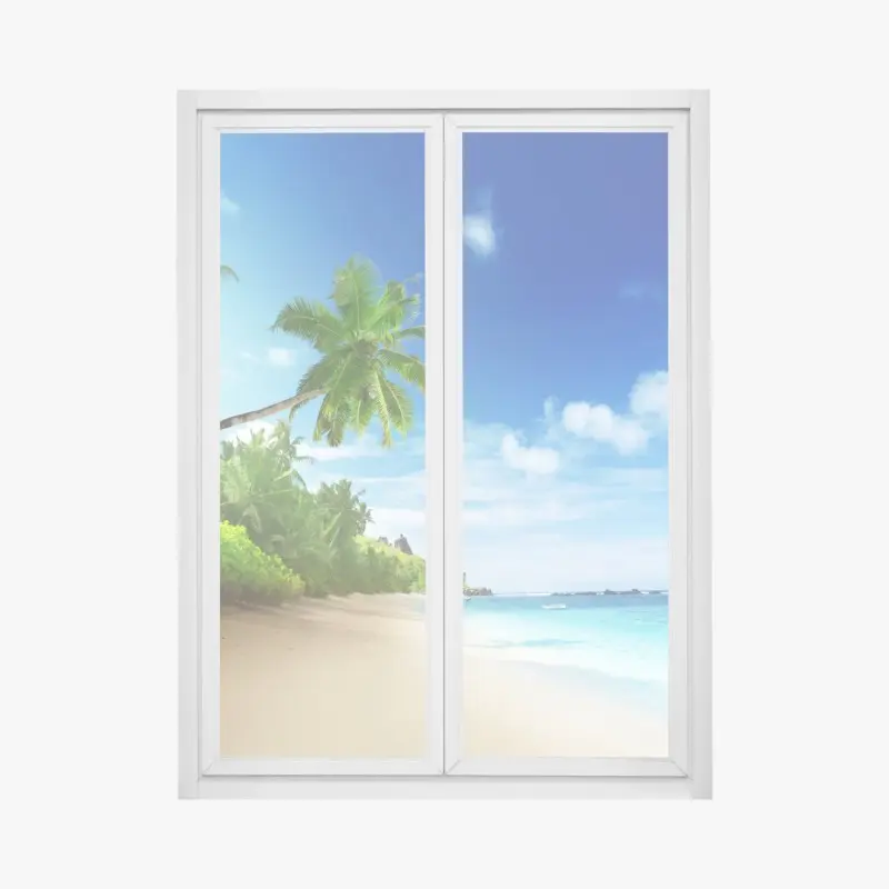 Fensteraufkleber sonnenuntergang am strand von Mahe, Seychellen