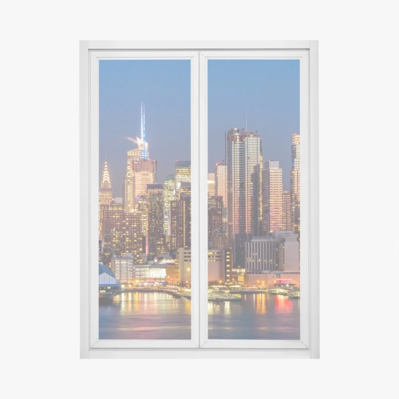Fensteraufkleber panorama von New York bei dämmerung