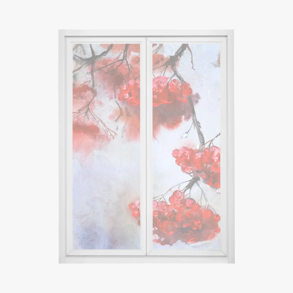 Fensteraufkleber aquarell rote beeren an zweigen – Wallnifity®