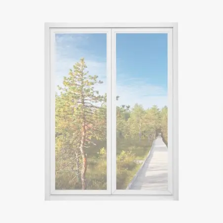 Fensteraufkleber sonniger steg durch den kiefernwald – Wallnifity®