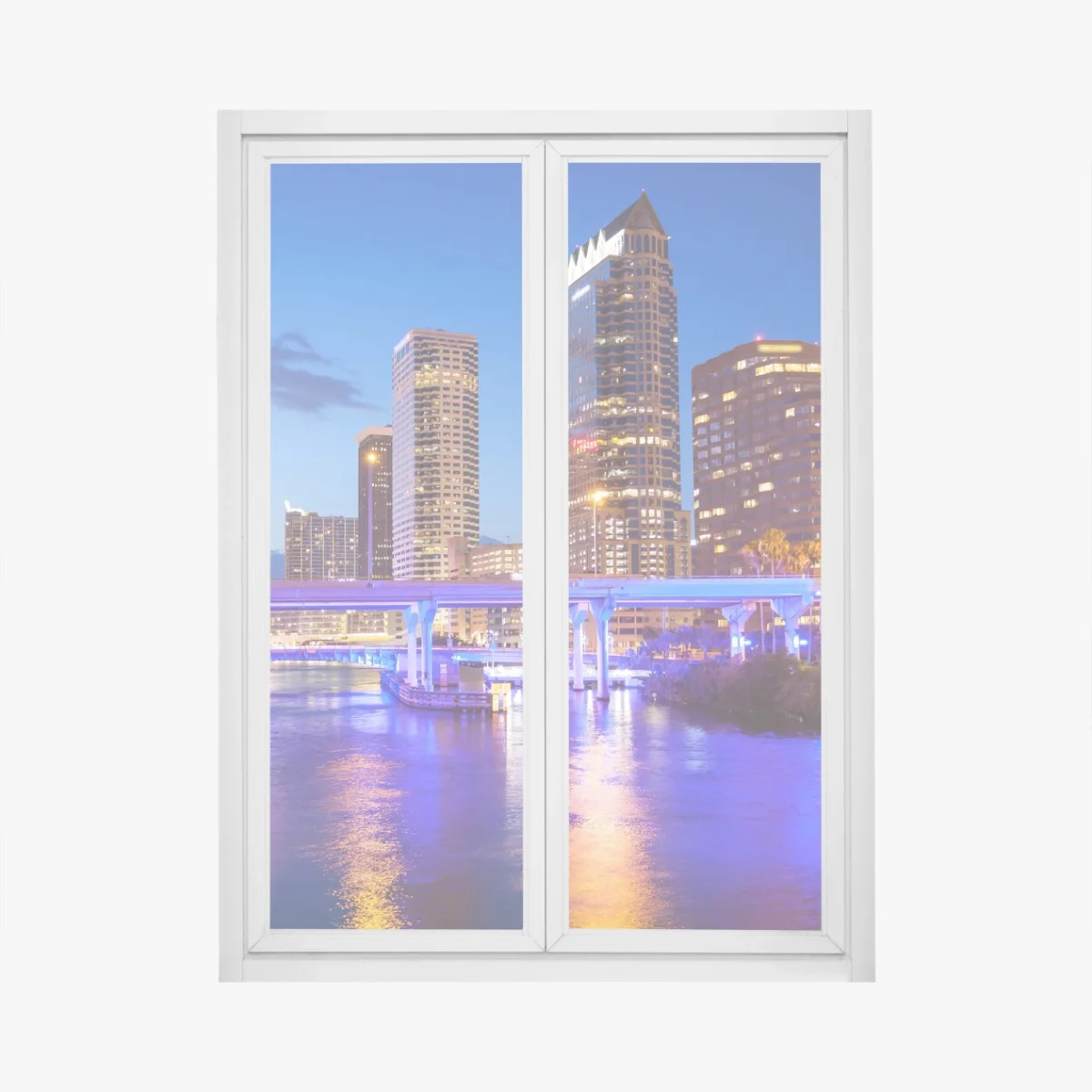 Fensteraufkleber Tampa skyline bei nacht – Wallnifity® Fensteraufkleber Tampa skyline bei nacht – Wallnifity®