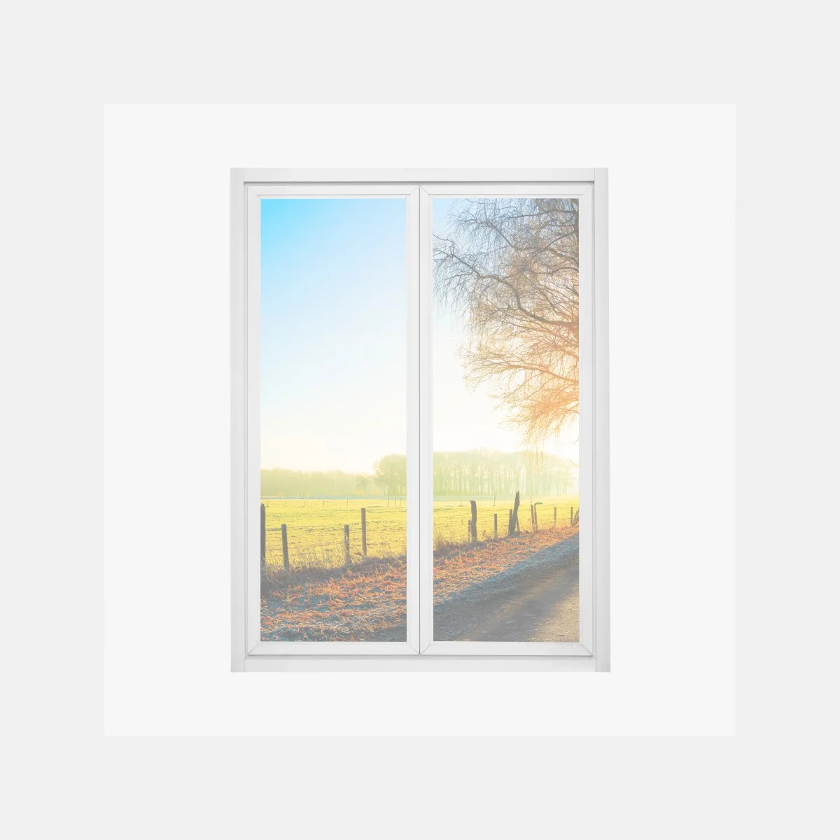 Fensteraufkleber sonnenbeschienener landweg durch herbstliche wiese – Wallnifity® Fensteraufkleber sonnenbeschienener landweg durch herbstliche wiese – Wallnifity®