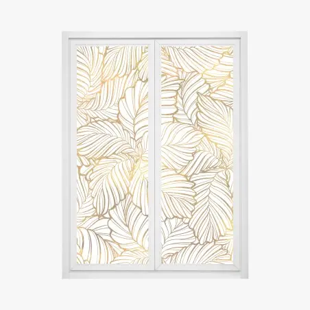 Fensteraufkleber goldenes blatt line art muster – Wallnifity®