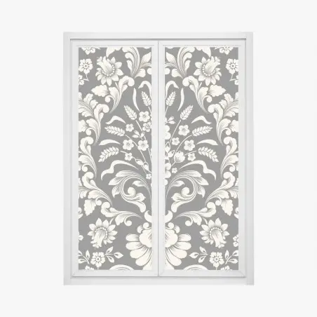 Fensteraufkleber vintage blumiges damastmuster – Wallnifity®