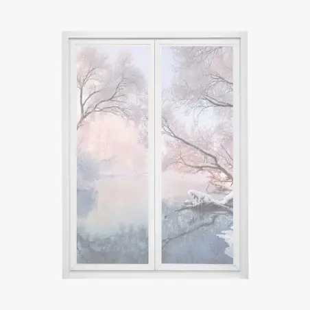 Fensteraufkleber ruhige winterlandschaft am fluss – Wallnifity®