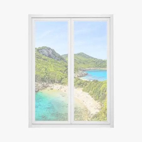 Fensteraufkleber türkisbucht auf einer insel – Wallnifity®