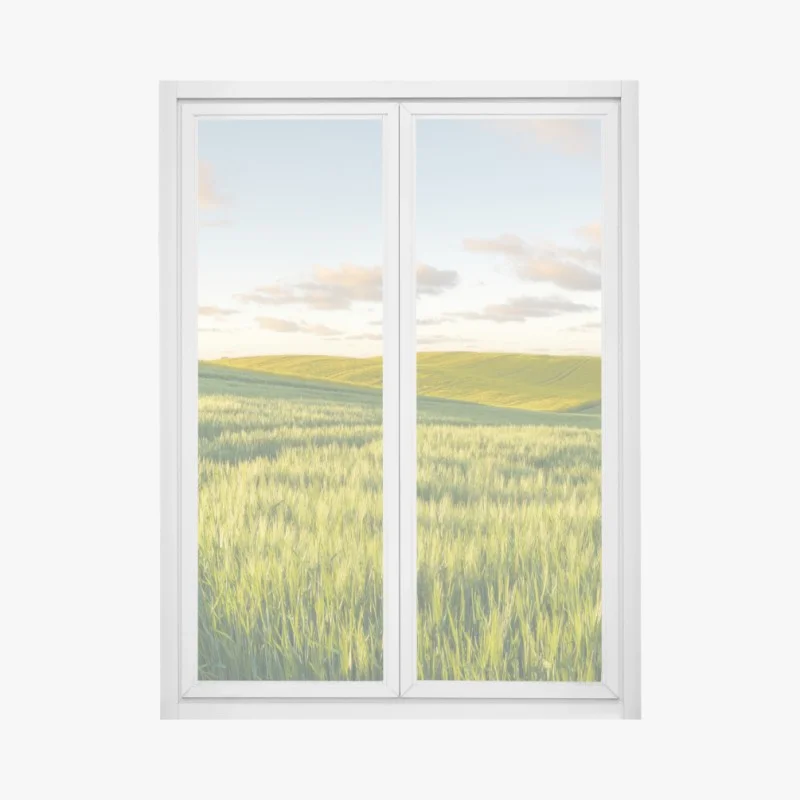 Fensteraufkleber ruhige grüne wiesen panorama