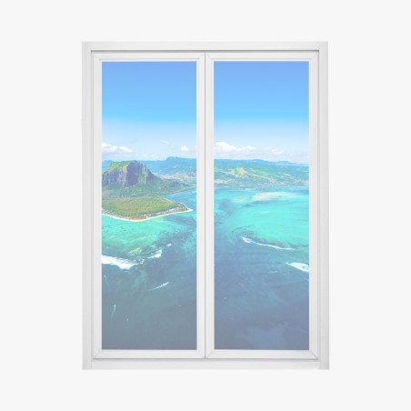 Fensteraufkleber panorama Le Morne über der lagune von Mauritius – Wallnifity®