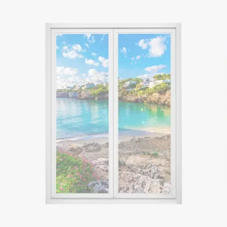 Fensteraufkleber sonnige Cala Esmeralda türkisbucht – Wallnifity®