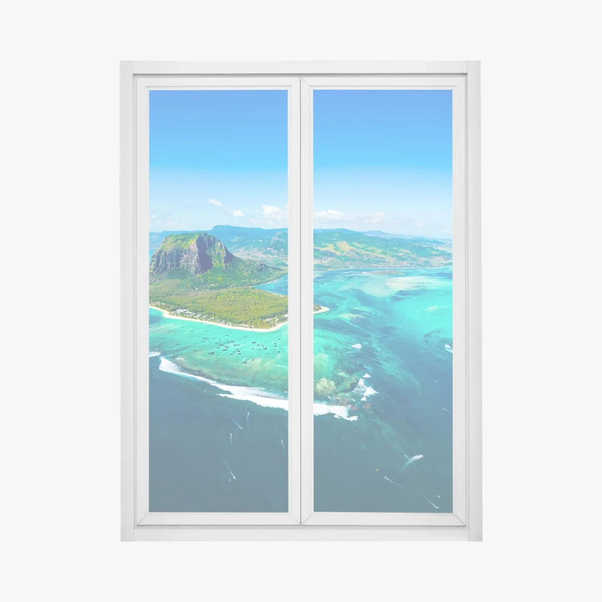 Fensteraufkleber Le Morne panorama der türkislagune – Wallnifity® Fensteraufkleber Le Morne panorama der türkislagune – Wallnifity®