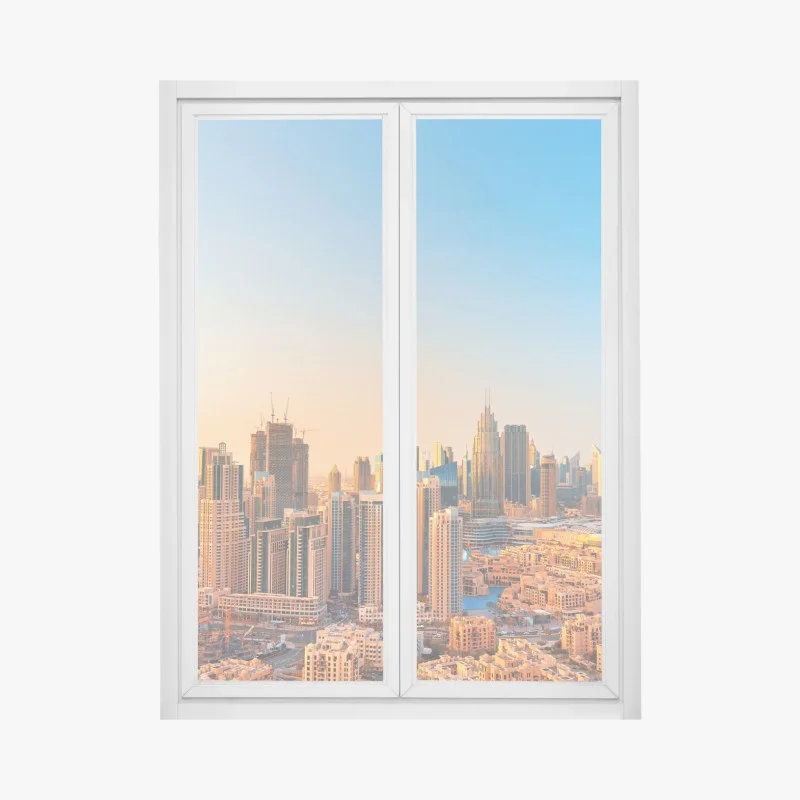Fensteraufkleber Dubai skyline in der goldenen stunde
