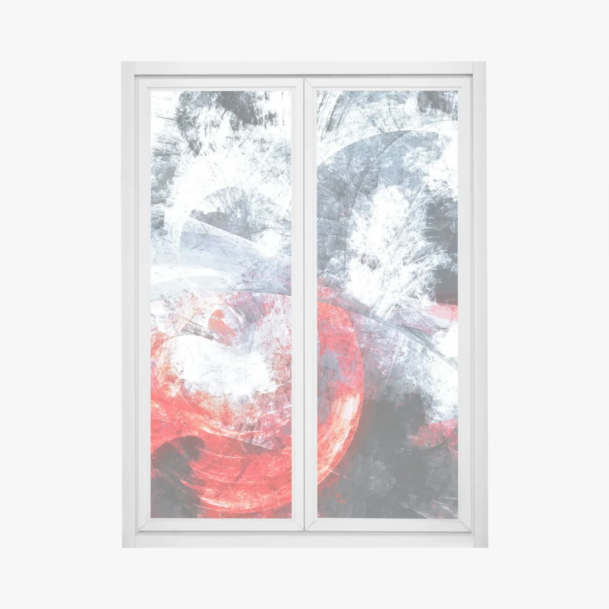 Fensteraufkleber dynamische rote und weiße abstrakte komposition – Wallnifity® Fensteraufkleber dynamische rote und weiße abstrakte komposition – Wallnifity®