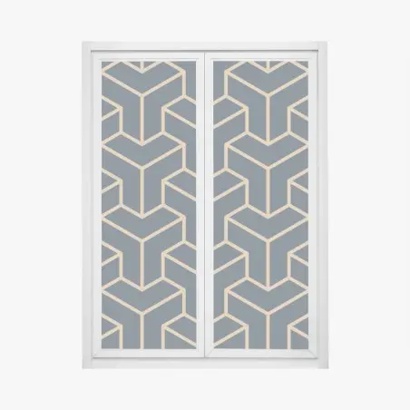 Fensteraufkleber marineblaues geometrisches würfelmuster – Wallnifity®