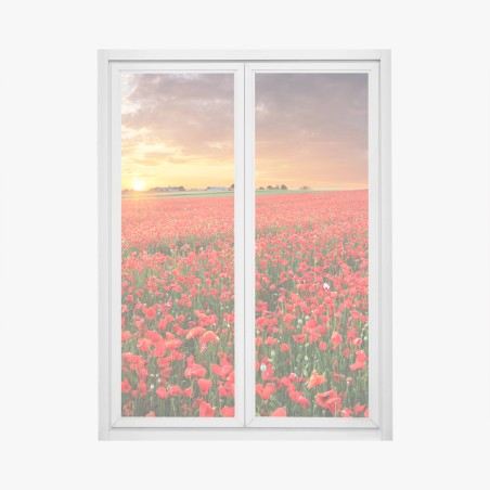 Fensteraufkleber mohnfeld im sonnenuntergang – Wallnifity®