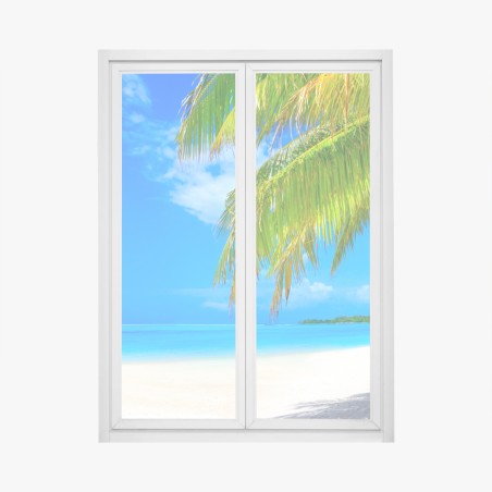 Fensteraufkleber tropischer türkisstrand – Wallnifity®