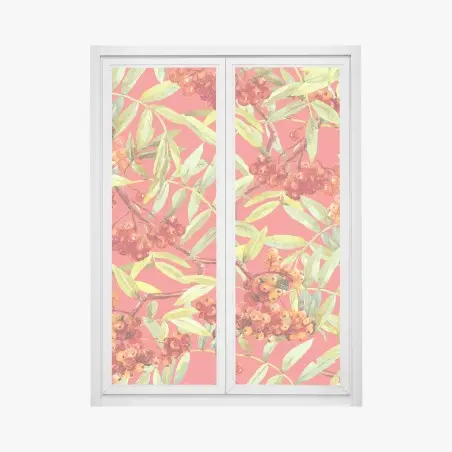Fensteraufkleber aquarellmuster mit vogelbeeren – Wallnifity®