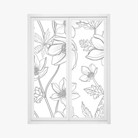 Fensteraufkleber botanische linienzeichnung mit blumen – Wallnifity®