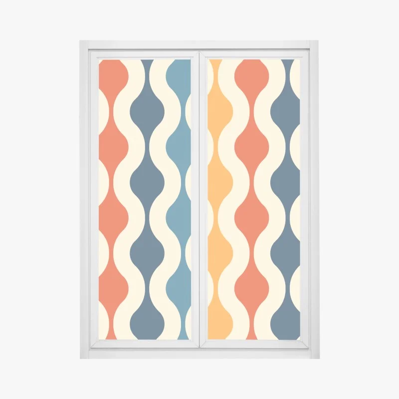 Fensteraufkleber retro welliges mid-century muster – Wallnifity®