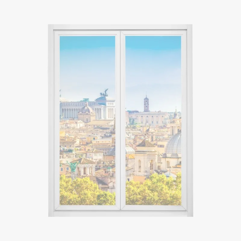 Fensteraufkleber sonnige skyline von Rom mit kuppeln