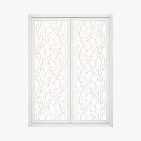 Fensteraufkleber goldenes blattmuster auf weißem hintergrund – Wallnifity®