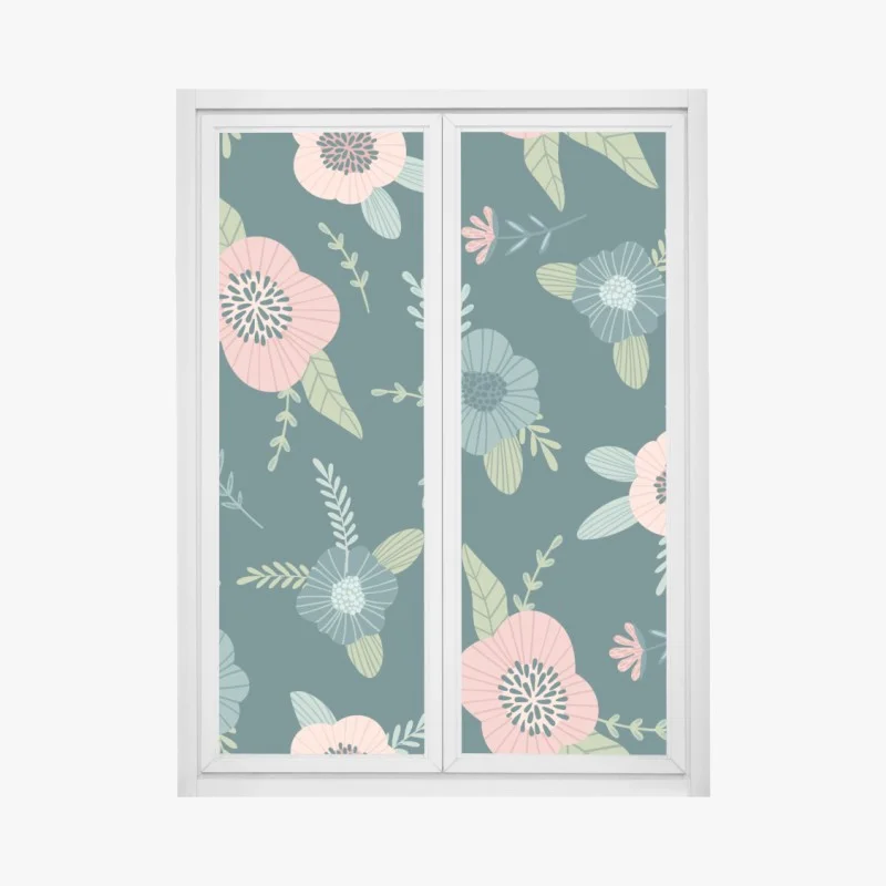 Fensteraufkleber pastelliges botanisches blumenmuster – Wallnifity® Fensteraufkleber pastelliges botanisches blumenmuster – Wallnifity®